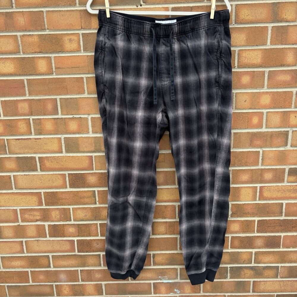 Abercrombie Fitch Mens M Gray Black Plaid Flannel Lounge Sleep PJ Jogger Pants